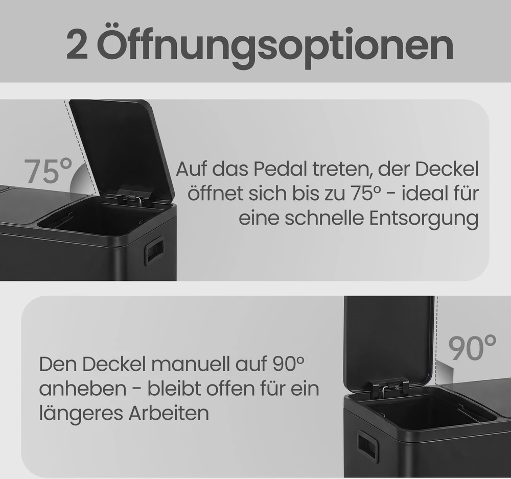 Songmics Šiukšliadėžė 3 x 15 l