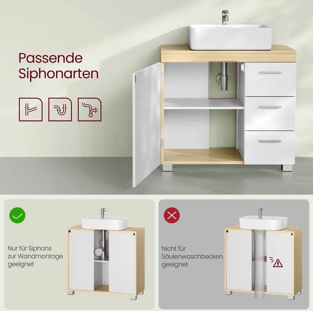 Songmics Praustuvas 70x30x63,8 cm, smėlio spalvos MDF