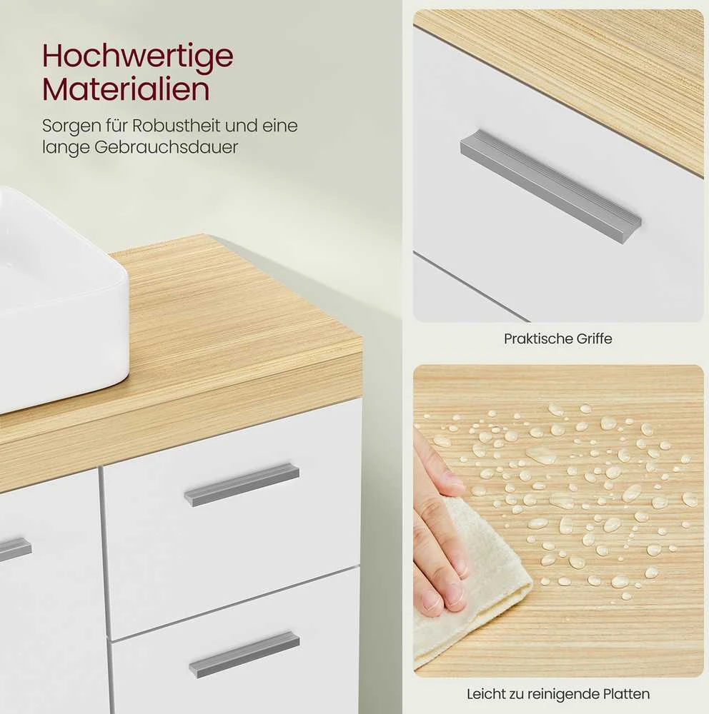 Songmics Praustuvas 70x30x63,8 cm, smėlio spalvos MDF