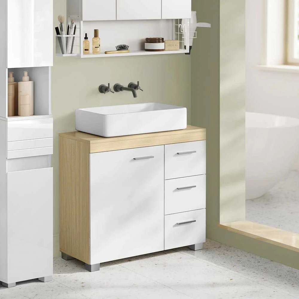 Songmics Praustuvas 70x30x63,8 cm, smėlio spalvos MDF