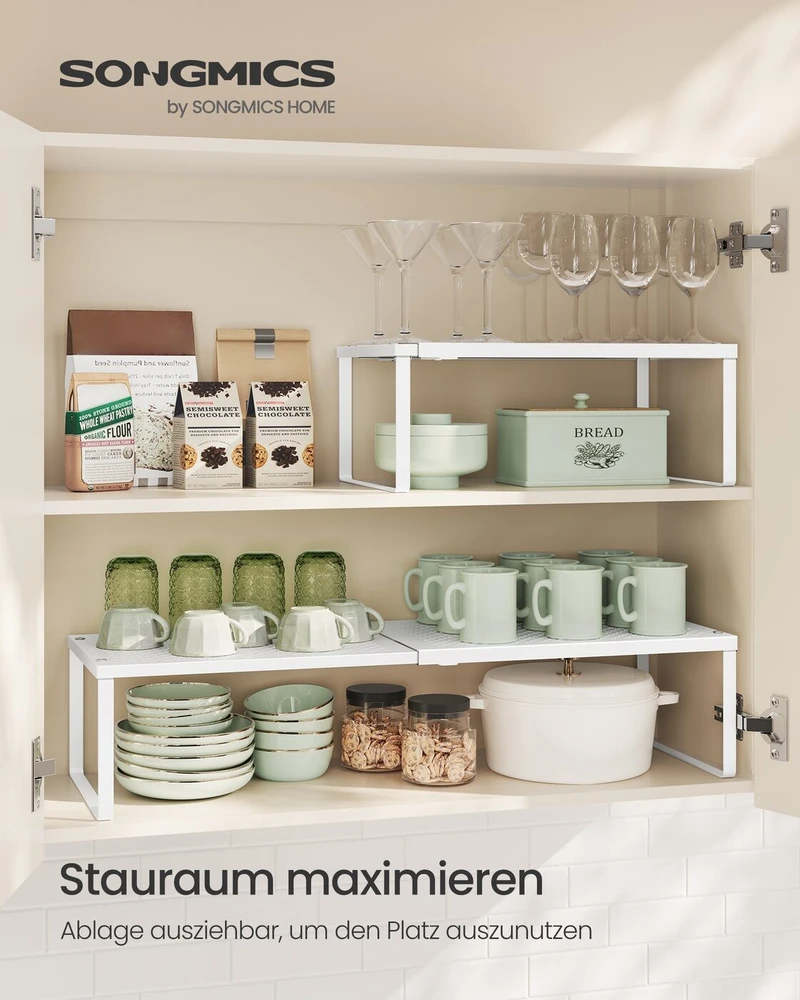SONGMICS ištraukiama metalinė prieskonių lentyna, 2 vnt., 38–60 cm, B0F89YBBJP