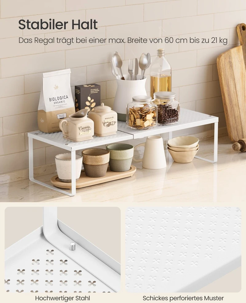 SONGMICS ištraukiama metalinė prieskonių lentyna, 2 vnt., 38–60 cm, B0F89YBBJP