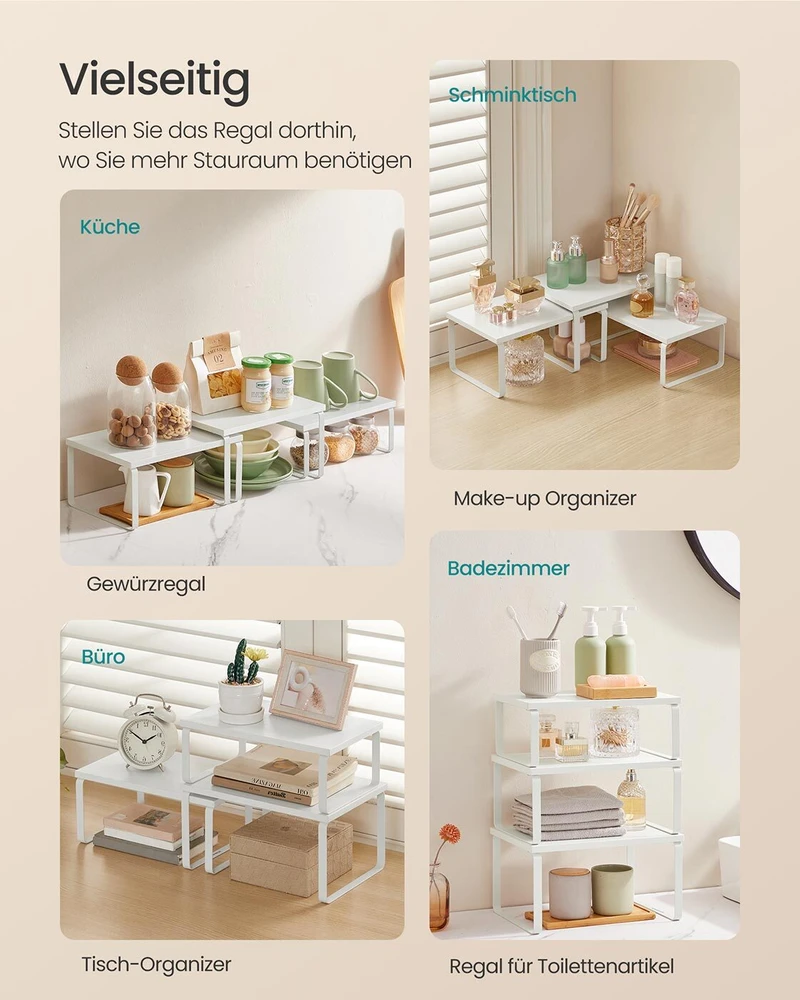 Songmics Prieskonių lentyna, 3 dalių komplektas baltos spalvos