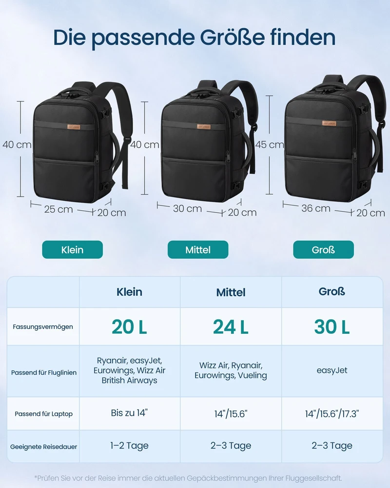 Songmics Rankinio bagažo kuprinė 24 L su 17.3 colių nešiojamojo kompiuterio skyriumi ir kodiniu užraktu, juoda