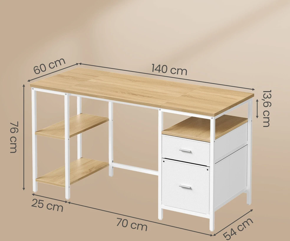 Songmics Kompiuterio stalas 140 × 60 × 76 cm