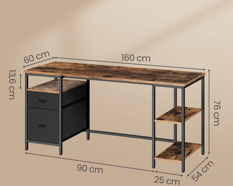 Songmics Kompiuterio stalas 60 × 160 × 76 cm