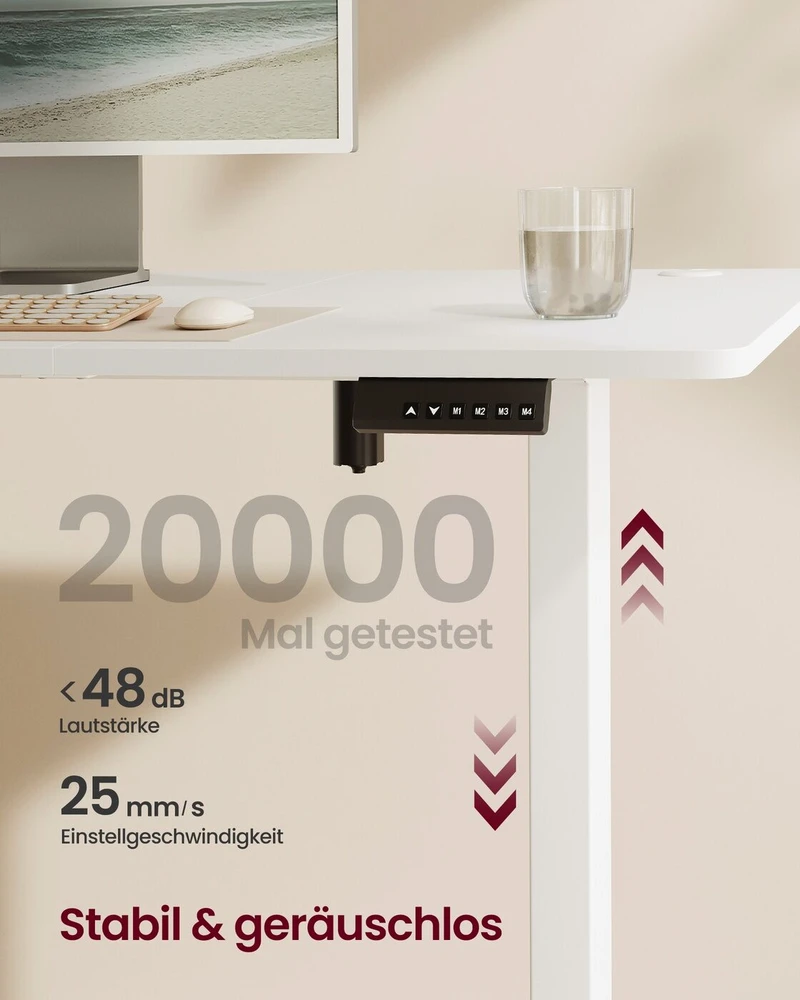 Songmics Reguliuojamo aukščio elektrinis rašomasis stalas 180 x 80 cm debesų spalvos