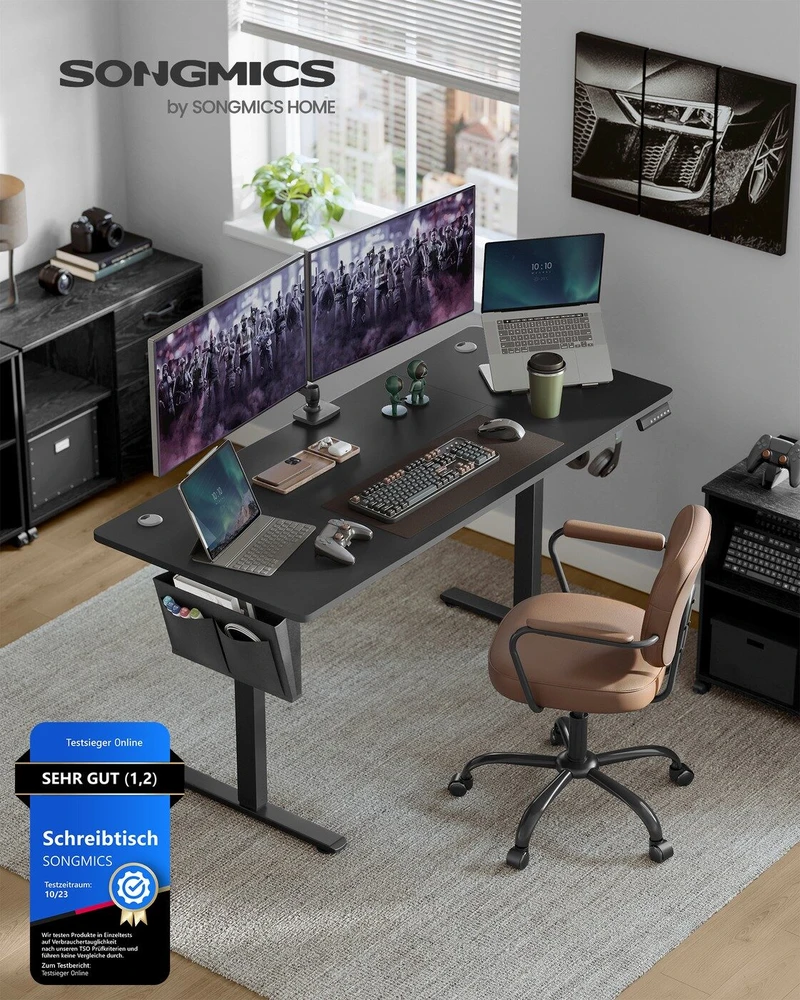 Songmics Reguliuojamo aukščio elektrinis stalas 60 x 160 x (72-120) cm