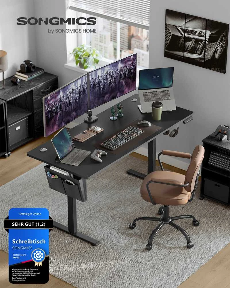 Songmics Reguliuojamo aukščio elektrinis stalas 60 x 160 x (72-120) cm
