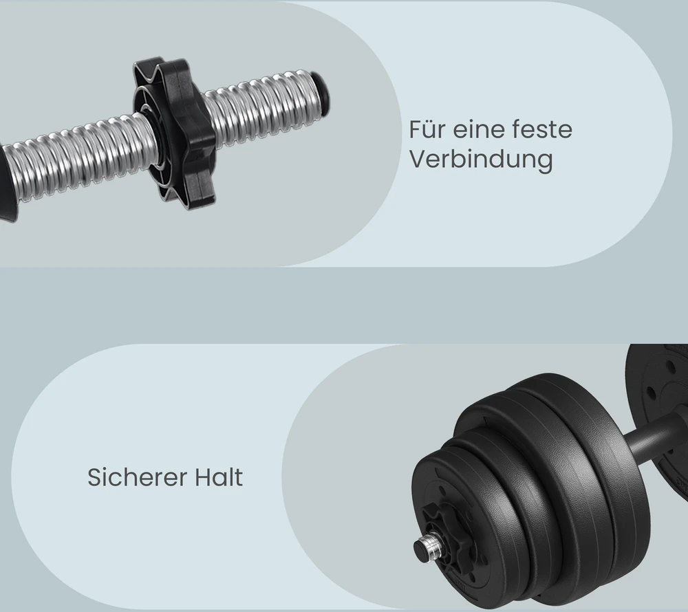 SONGMICS 2-in-1 hanteliai, hantelių rinkinys su jungiamuoju plieniniu vamzdžiu, 2 x 15 kg, juodos spalvos