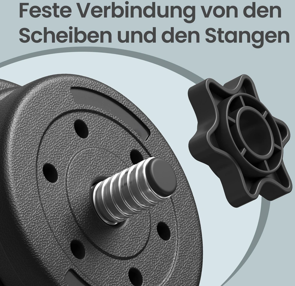 SONGMICS 2-in-1 hanteliai, hantelių rinkinys su jungiamuoju plieniniu vamzdžiu, 2 x 15 kg, juodos spalvos
