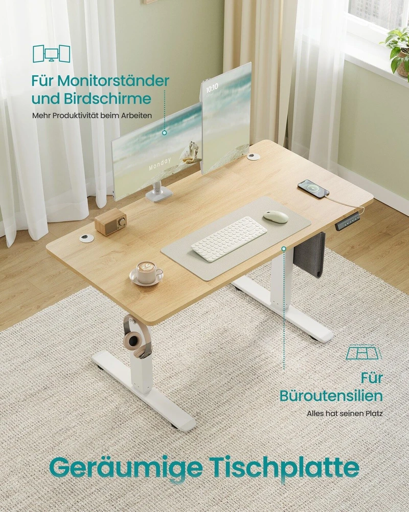 Songmics Reguliuojamo aukščio stalas 120x60x 72-120cm