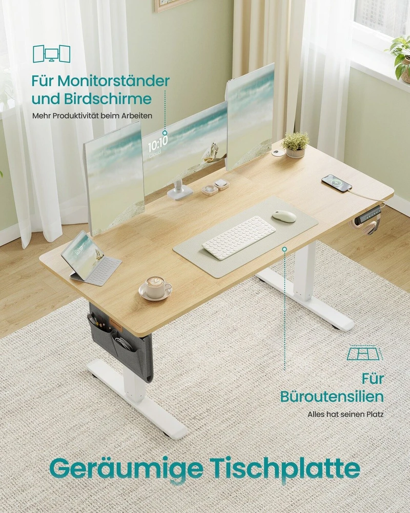 Songmics Reguliuojamo aukščio stalas 140x60x 72-120cm