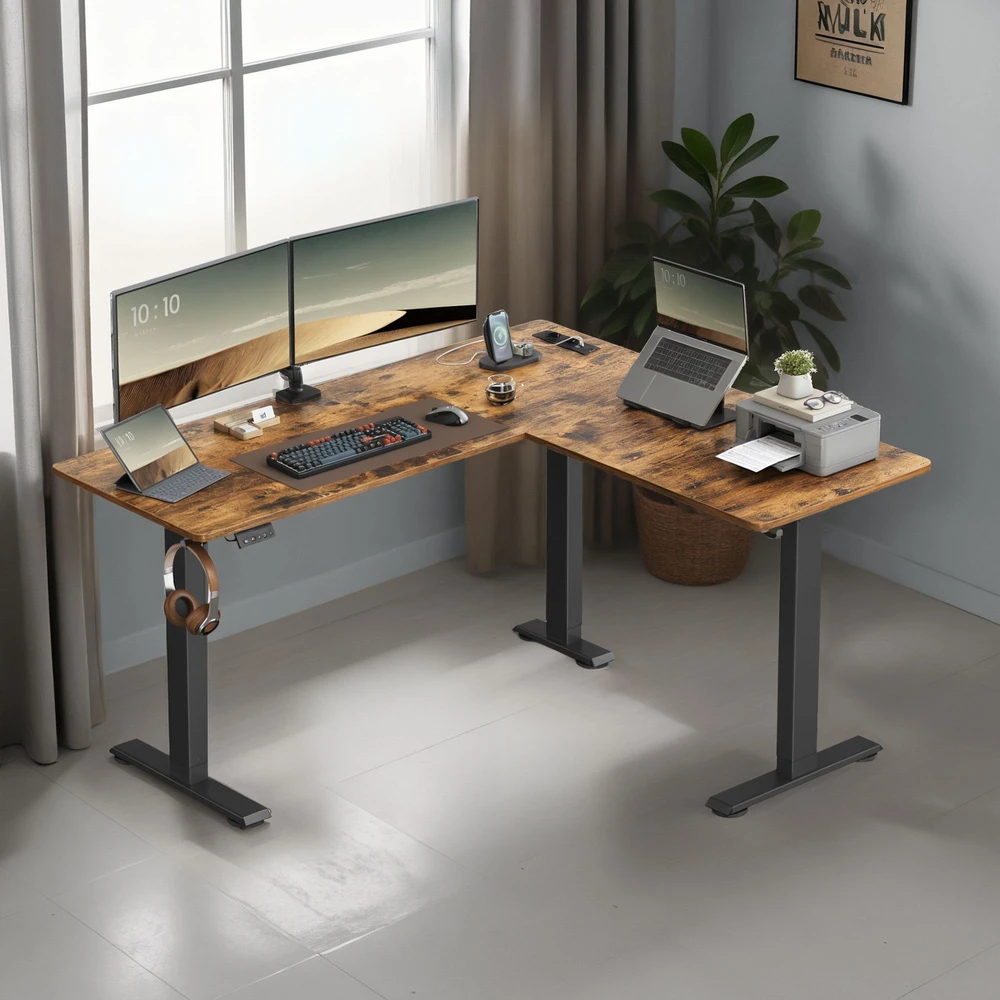 Songmics Reguliuojamo aukščio stalas 160 x 140 x 72-120cm