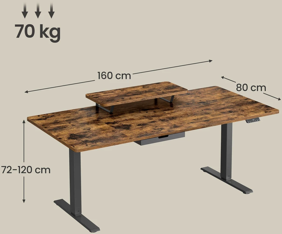 Songmics Reguliuojamo aukščio stalas 160 × 80 cm