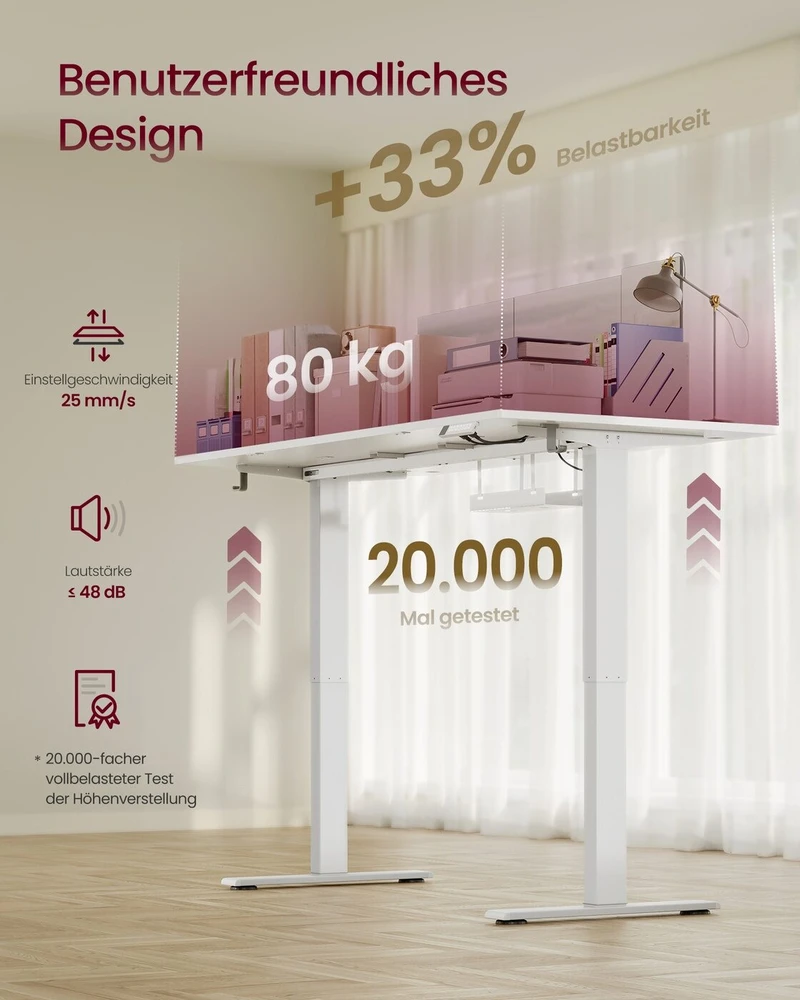 Songmics Reguliuojamo aukščio stalas 180 × 80 x 72-120cm
