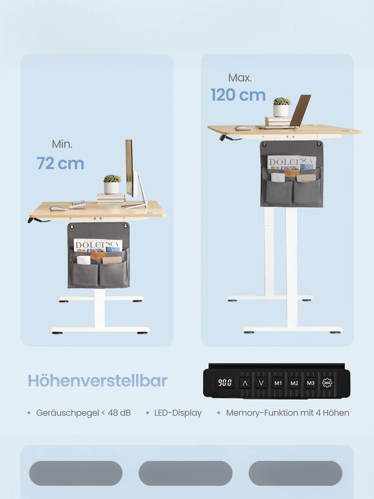 Songmics Reguliuojamo aukščio stalas 180 × 80 × (72–120) cm