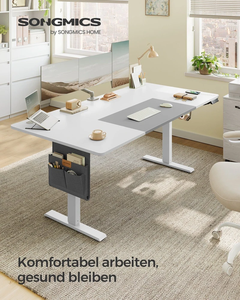 Songmics Reguliuojamo aukščio stalas 180 x 80 x 72-120cm