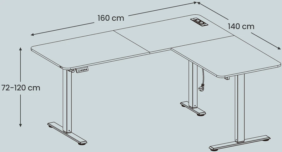 Songmics Reguliuojamo aukščio stalas 160 x 140 x 72-120cm