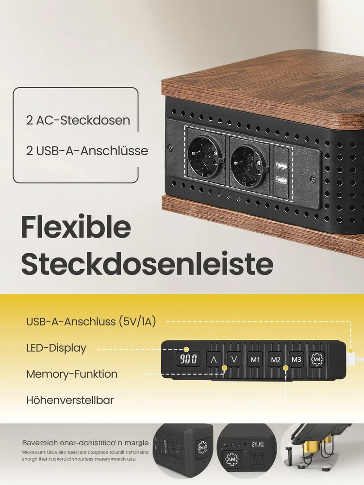 Songmics Reguliuojamo aukščio stalas 120 x 60 x 72-120cm