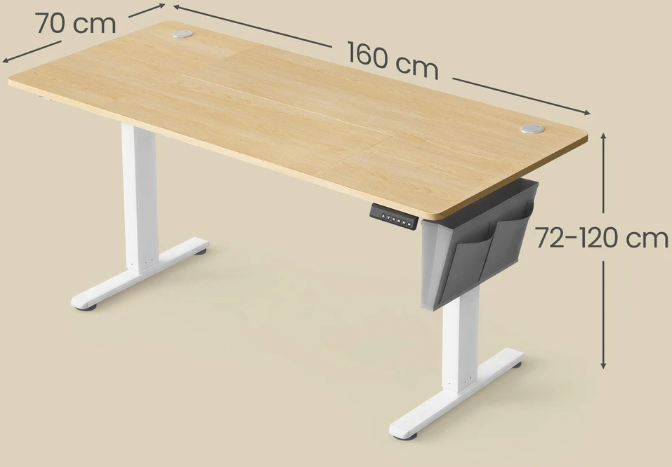 Songmics Reguliuojamo aukščio stalas 160 x 70 x 72-120cm
