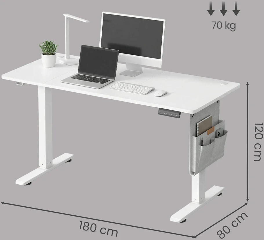Songmics Reguliuojamo aukščio stalas 180 × 80 x 72-120cm