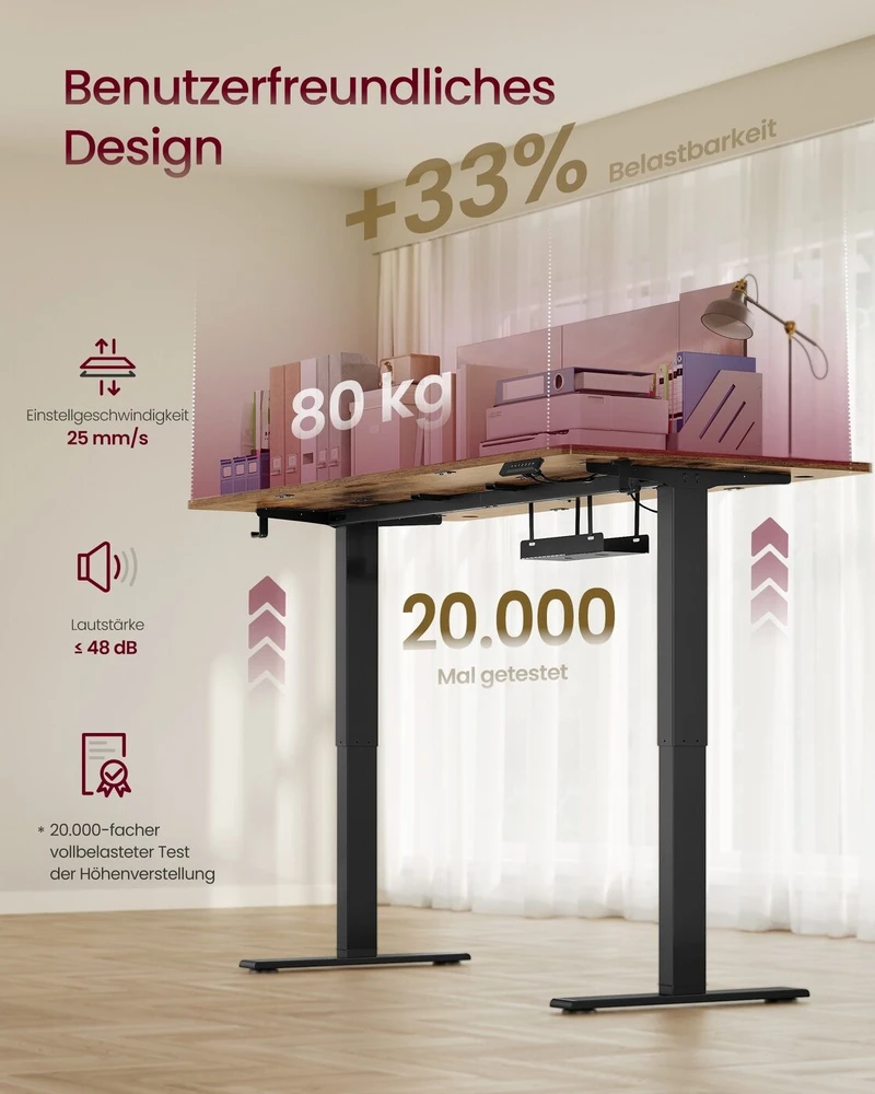 Songmics Reguliuojamo aukščio stalas 180 × 80 × 72–120 cm