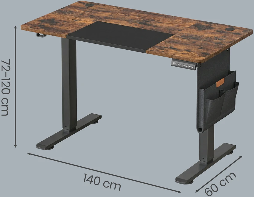 Songmics Elektrinis aukščio reguliuojamas stalas, 140,1 x 60