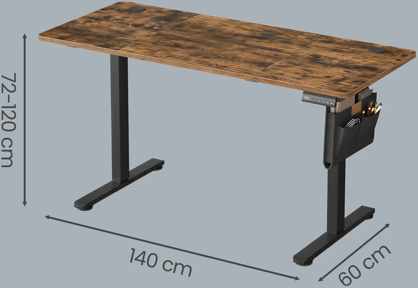 Songmics Reguliuojamo aukščio stalas 60 x 140 x (72–120) cm
