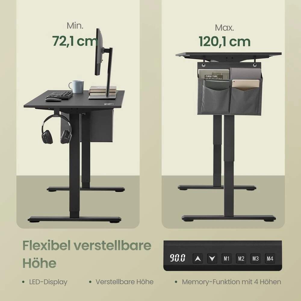 Songmics Reguliuojamo aukščio stalas 120,1 x 60 x 72,1-120,1cm