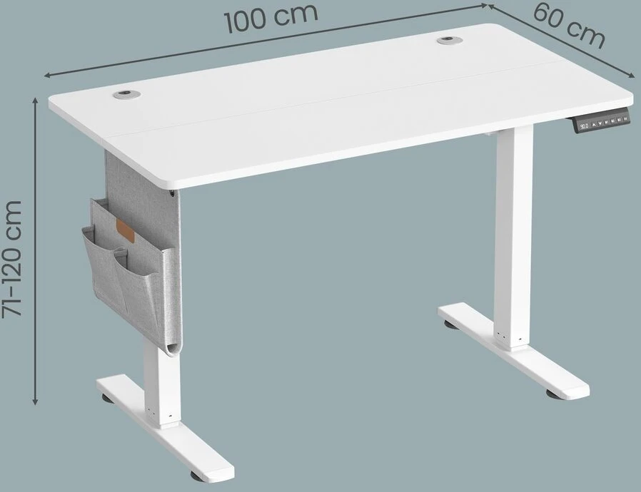 Songmics Reguliuojamo aukščio stalas 100 x 60 x (72-120) cm