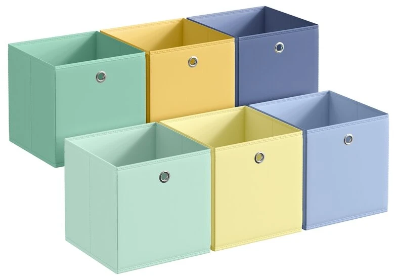 Songmics Sandėliavimo dėžių rinkinys 30x30x30 cm, auksinės spalvos, audinys