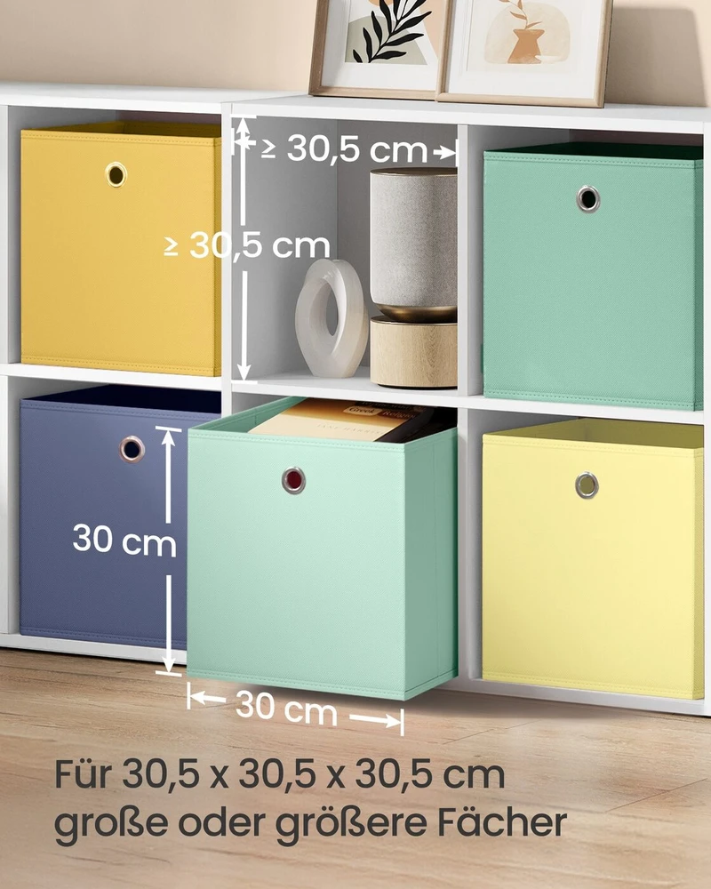 Songmics Sandėliavimo dėžių rinkinys 30x30x30 cm, auksinės spalvos, audinys