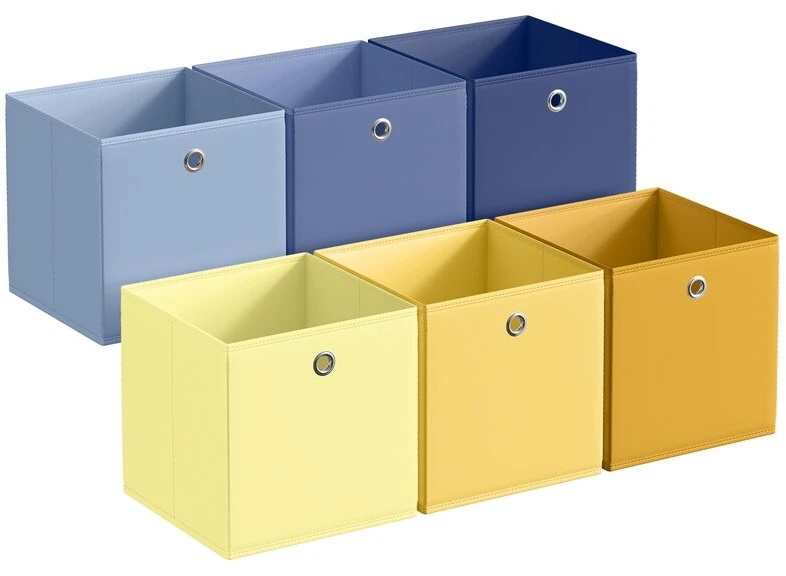 Songmics Sandėliavimo dėžių rinkinys 6 vnt. 33x33x33 cm mėlynos spalvos audinys