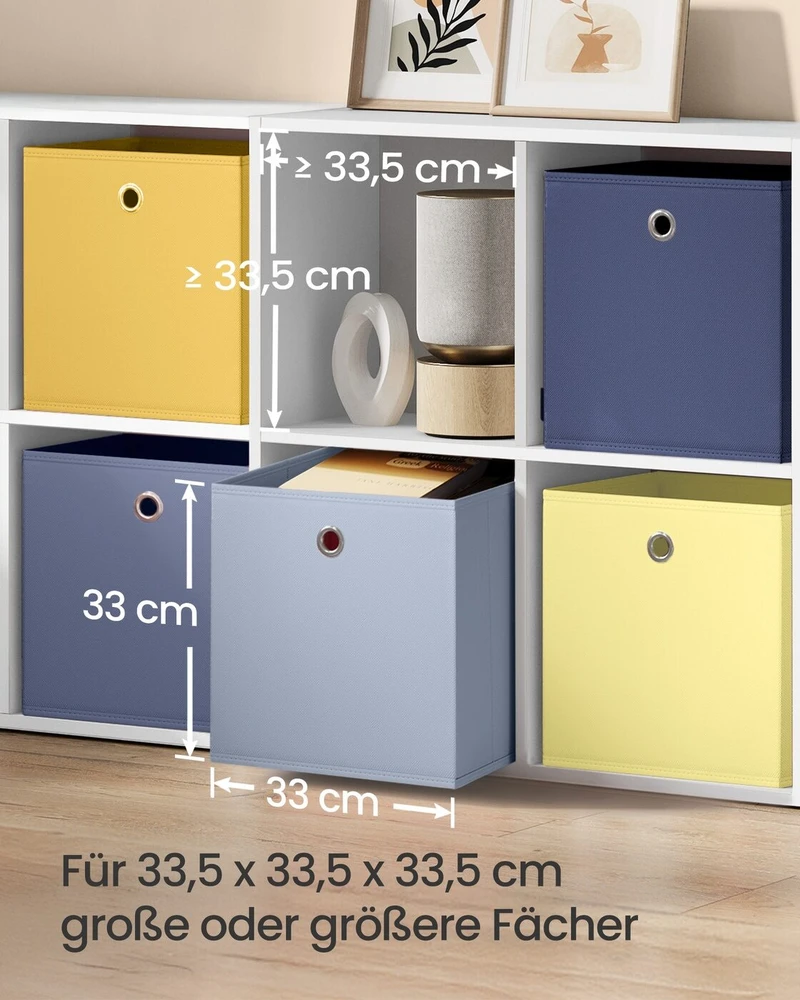 Songmics Sandėliavimo dėžių rinkinys 6 vnt. 33x33x33 cm mėlynos spalvos audinys