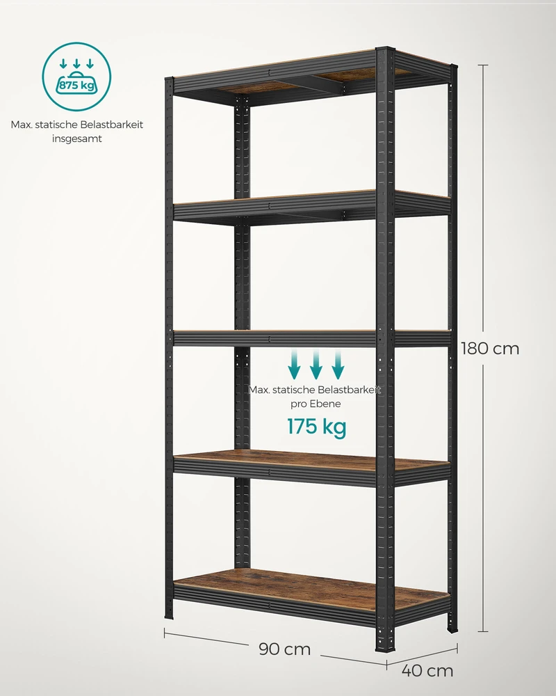 Songmics 2 stovinčių lentynų komplektas 180 cm aukščio