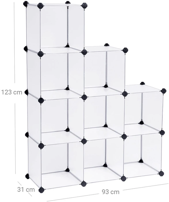 SONGMICS modulinė plastikinė lentyna su 9 lentynomis 93 x 31 x 123 cm LPC115S