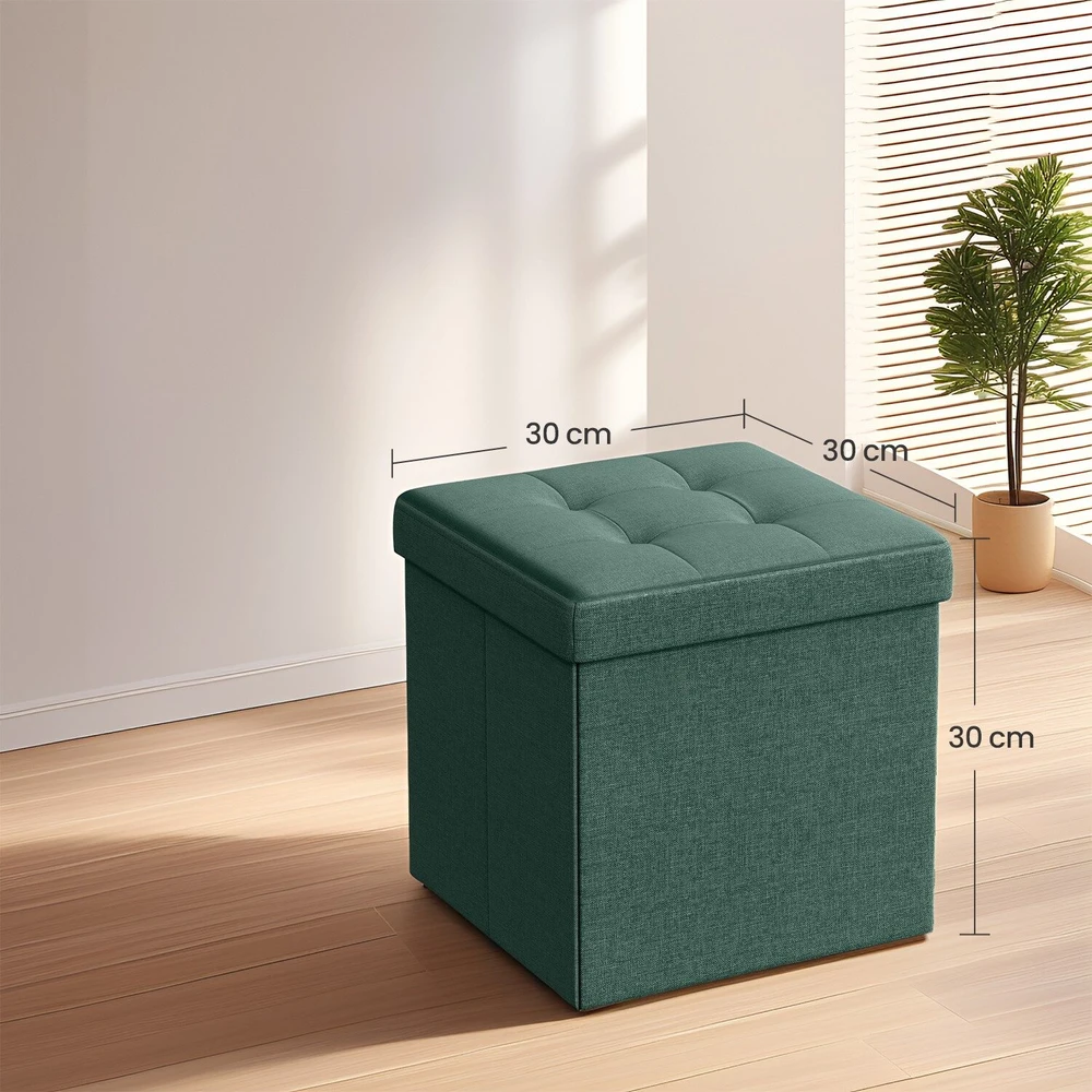 SONGMICS 30 cm suoliukas su saugojimo vieta, sulankstomas suoliukas su saugojimo dėže
