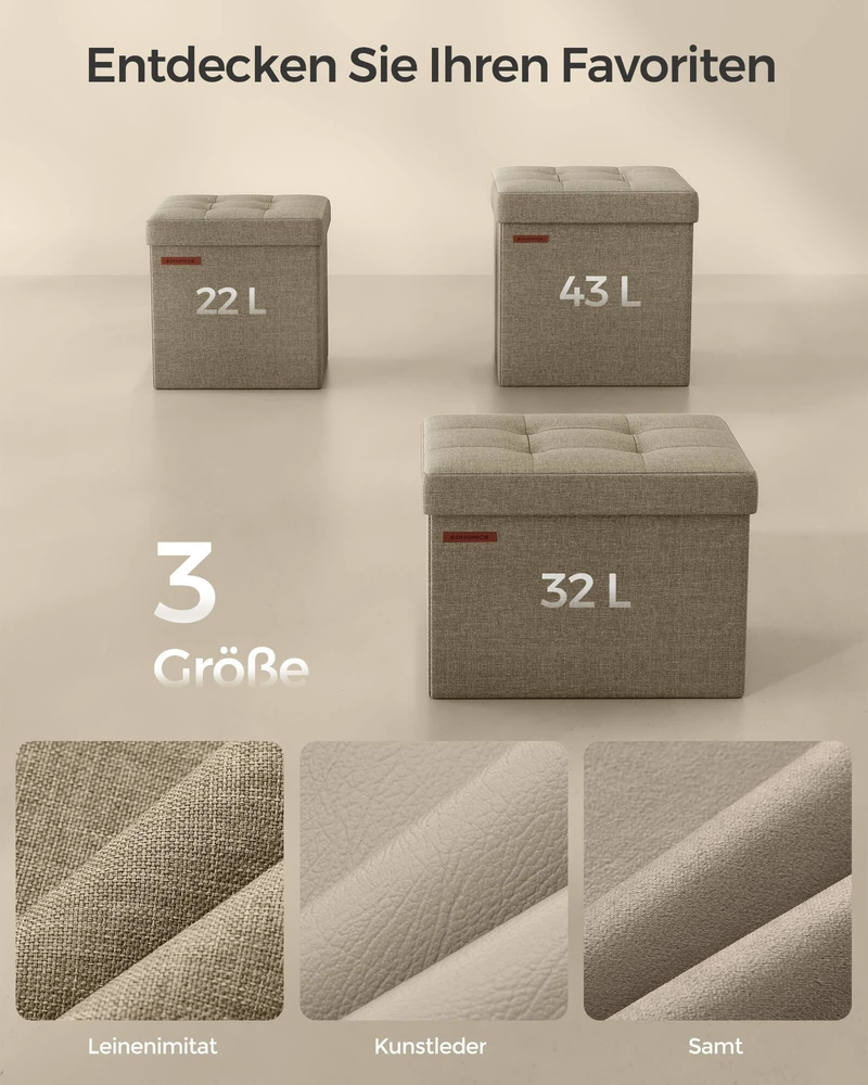 Songmics Sulankstoma taburetė su daiktadėže 30 x 30 cm kupranugario rudos spalvos