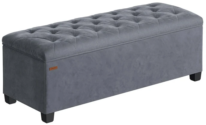 Songmics Taburetė su daiktadėže 40 x 110 x 40 cm skalūno pilkos spalvos