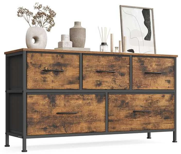 Songmics Laikymo spintelė su 5 medžiaginiais stalčiais 30 x 98,8 x 52,2 cm
