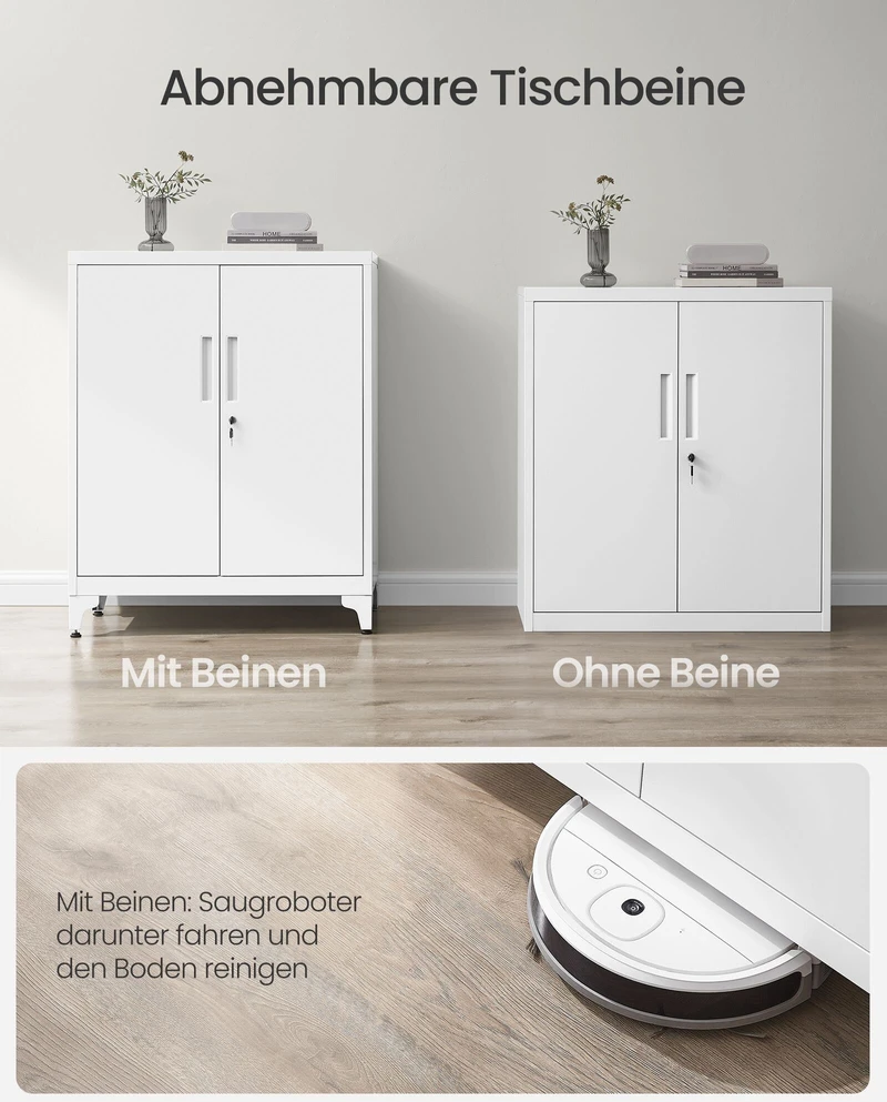 Songmics Užrakinama dokumentų spinta su 2 durelėmis 40 x 80 x 90 cm matinės baltos spalvos