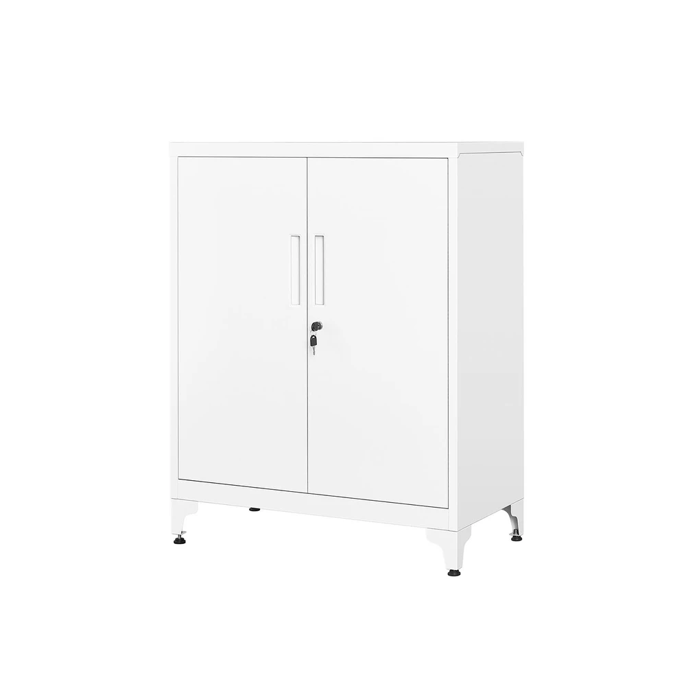 Songmics Užrakinama dokumentų spinta su 2 durelėmis 40 x 80 x 90 cm matinės baltos spalvos