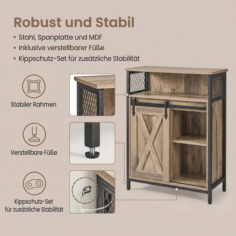 Songmics Spintelė su stumdomomis durimis 70 x 30 x 80 cm