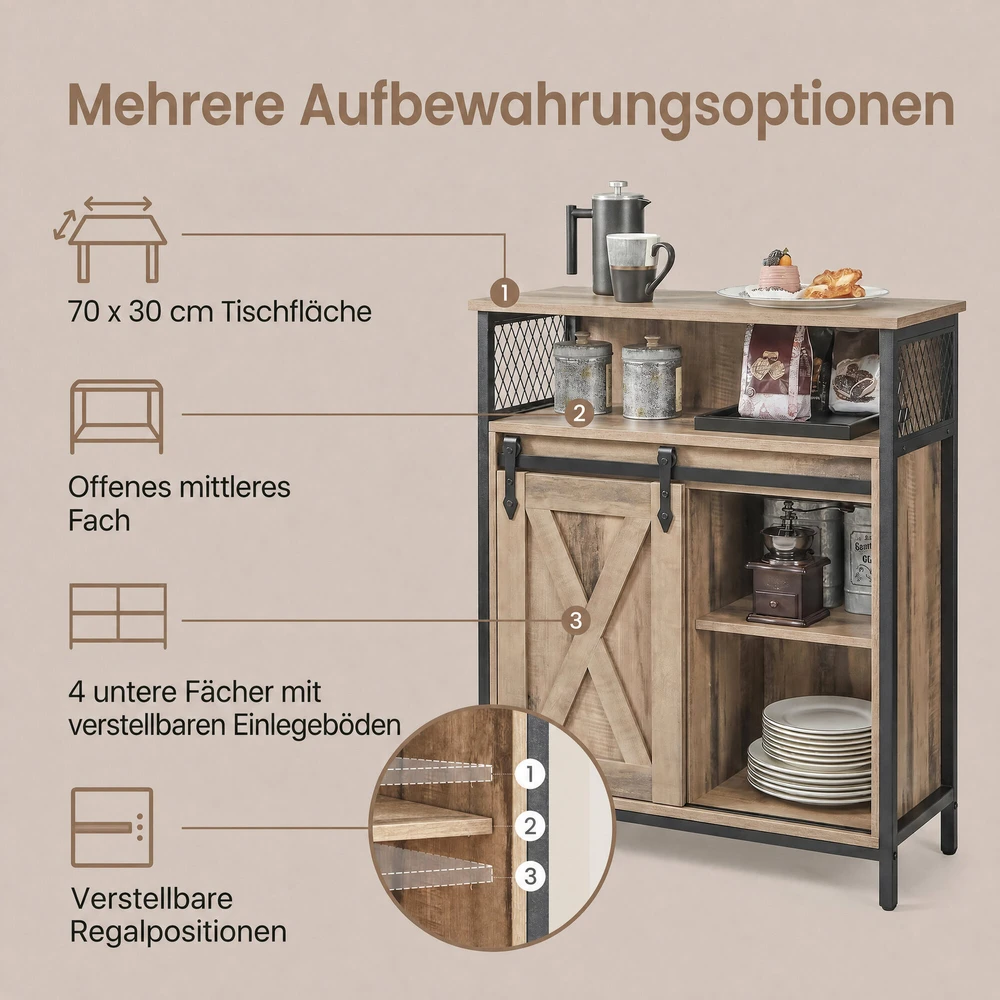 Songmics Spintelė su stumdomomis durimis 70 x 30 x 80 cm