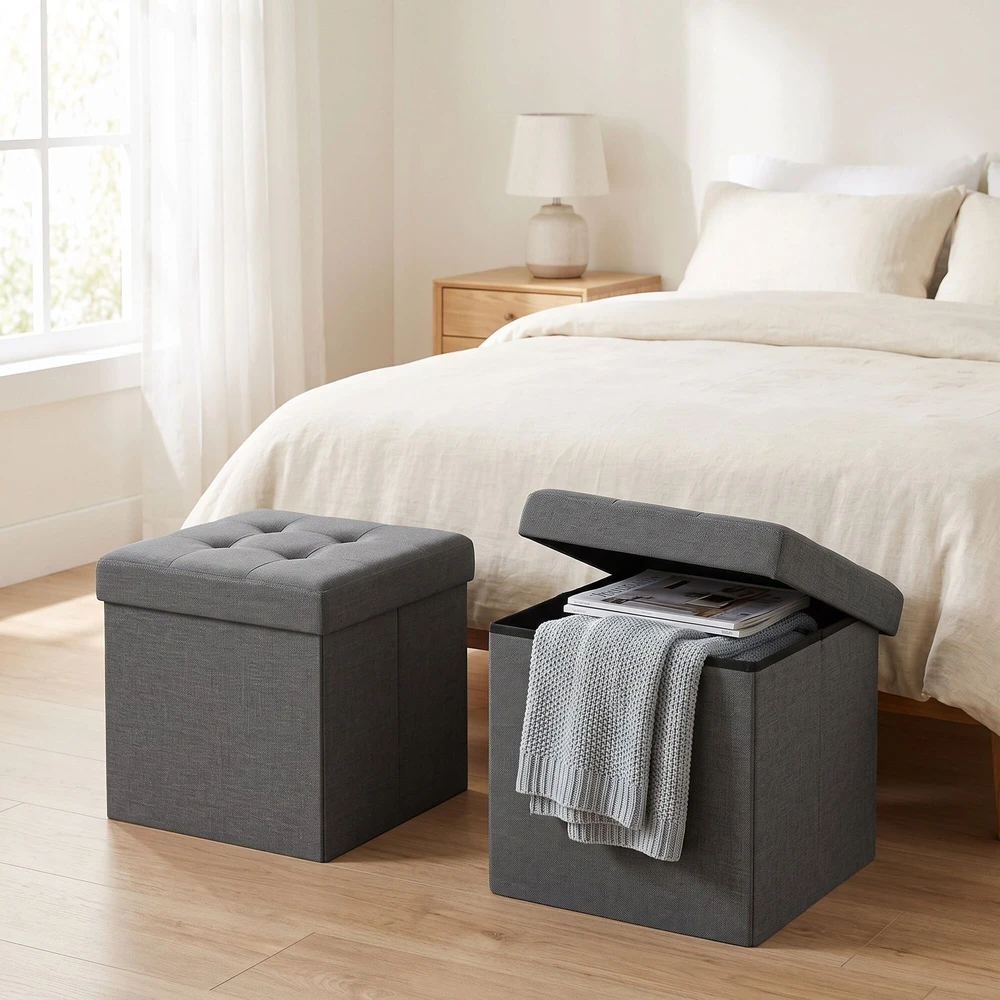 Songmics Pufas 38x38x38 cm tamsiai pilka
