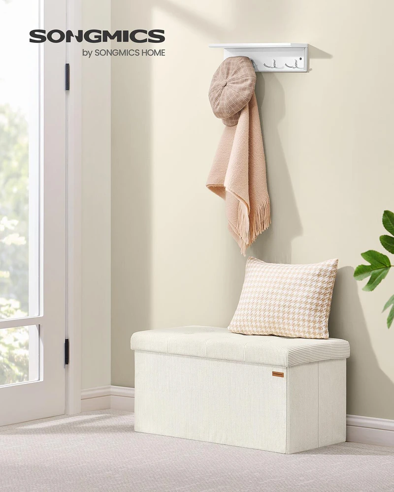 Songmics Pufas, 38x76x38 cm, kreminis