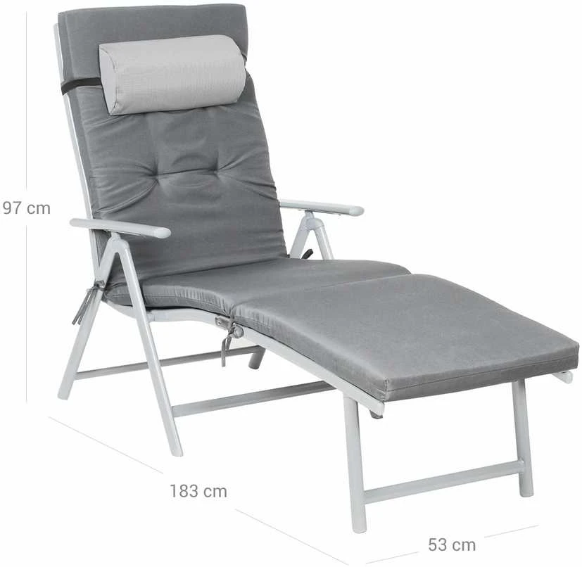 Songmics Sonnenliege mit Auflage Grau