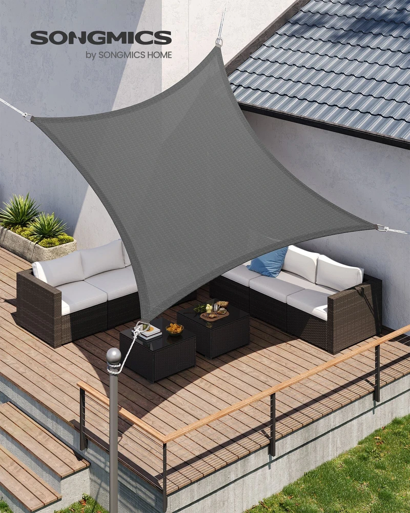 SONGMICS stačiakampė markizė 2 x 3 m, atspari vandeniui, UV apsauga 93%, baltos spalvos, GSH23WT