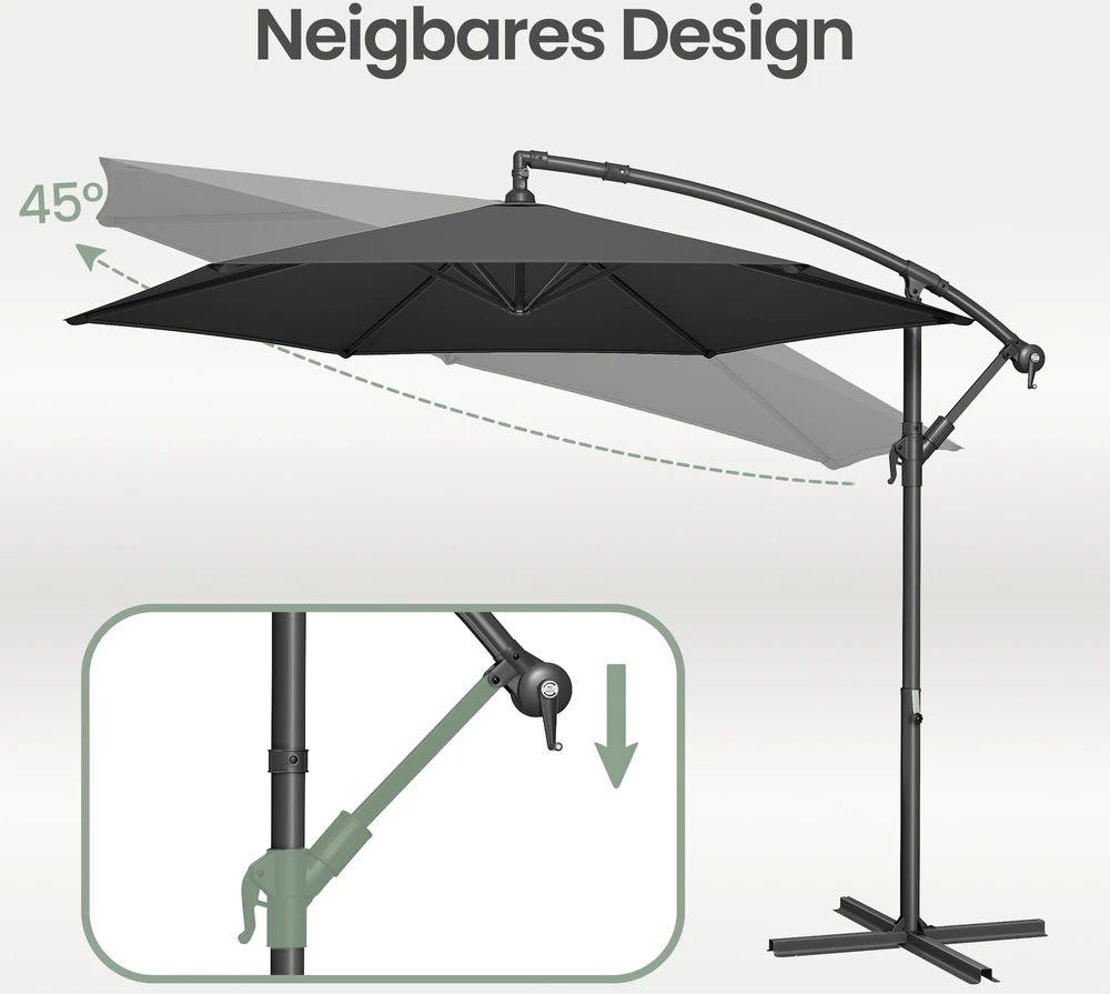 Songmics Konsolinis skėtis, 300 cm d, su stovu